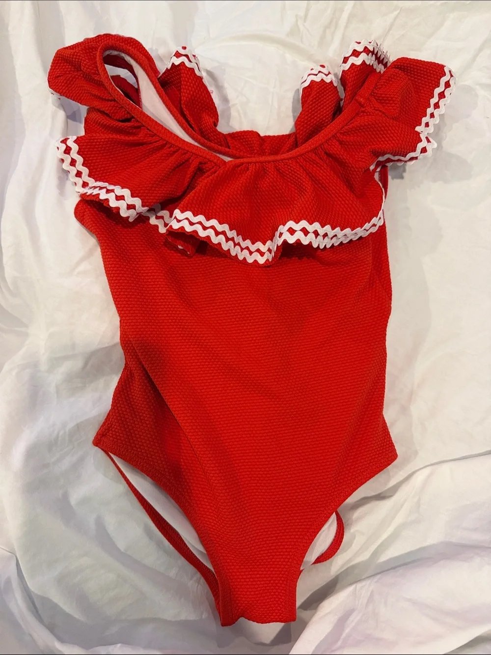 Janie and Jack Red Ruffle One-Piece Swimsuit